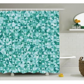 Teal Shower Curtain Abstract Vortex Design Print for Bathroom
